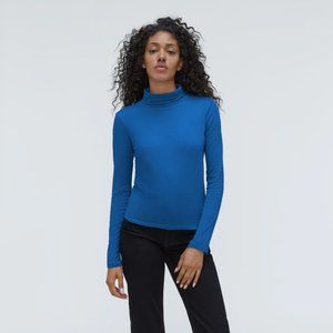 NWT $40 EVERLANE RIBBED PIMA COTTON TURTLENECK - ROYAL BLUE - SIZE SMALL